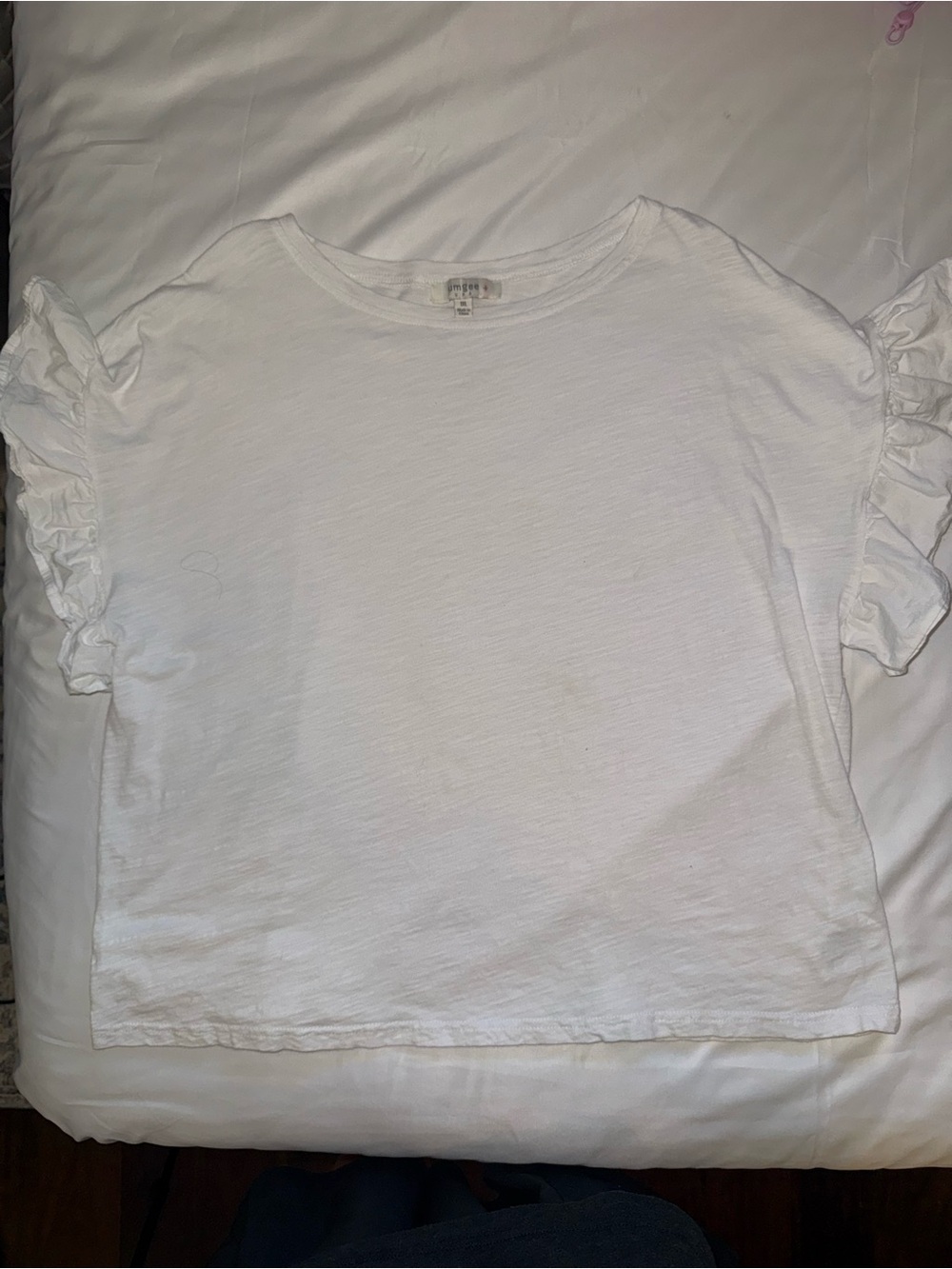 Umgee White Ruffle Sleeve Short Sleeve Top - Picture 4 of 5